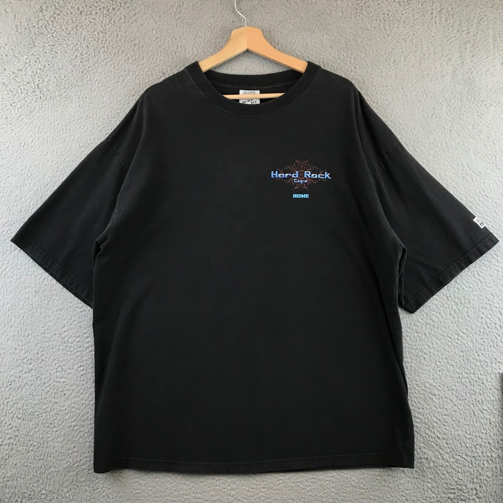 Vintage Hard Rock Cafe Rome Graphic T Shirt XX Large Black Heavy Tee Guitar Mens